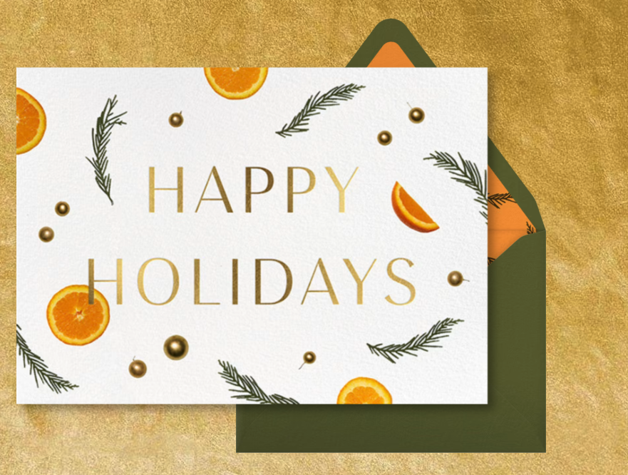 Seasonal stationery with oranges design and soft neutral tones